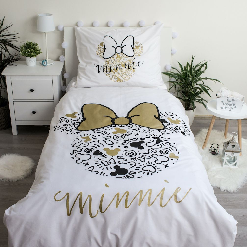 Disney - Parure de lit en coton Minnie : Noeud - 140 x 200 cm