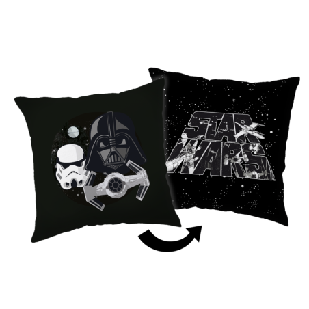 Disney - Coussin carré en polaire "Star Wars : Côté Obscure" - Noir/Blanc- 35 x 35 cm