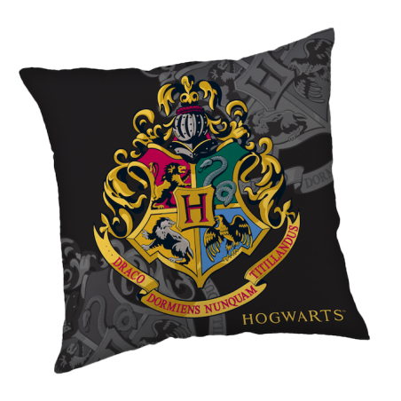 Harry Potter - Coussin carré en polaire "4 Maisons"- Noir - 40 x 40 cm