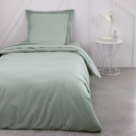 Drap Housse en coton "Essential" - Vert céladon - 90 x 190 cm