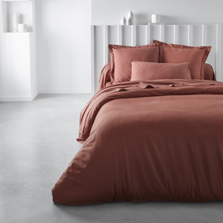 Drap housse en coton jersey "Essential" - Terracotta - 160 x 200 cm