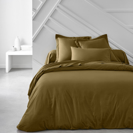 Drap housse en coton "Essential" grands bonnets - Bronze - 140 x 200 cm