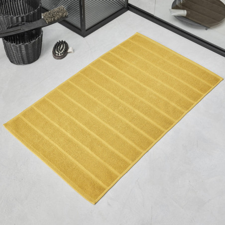 Tapis de bain en coton "Essential" à motif rayures - Jaune - l 50 x L 80 cm