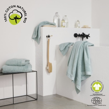 Drap de bain en coton bio "Organic" - Vert céladon - 90 x 150 cm