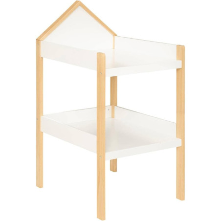 Table à langer bébé en bois - Blanc/Beige - H 117 x L 75 x P 55 cm