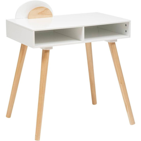 Pupitre pour enfant en bois - Blanc/Beige - L 75 x P 47 x H 87 cm