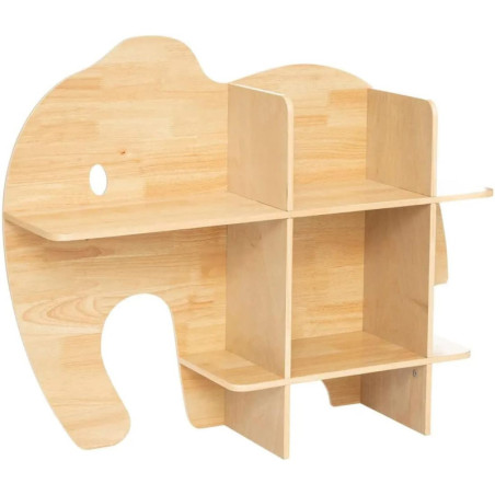 Etagère murale en forme d'éléphant à 6 supports - Beige - L 77 x P 22,7 x H 98 cm