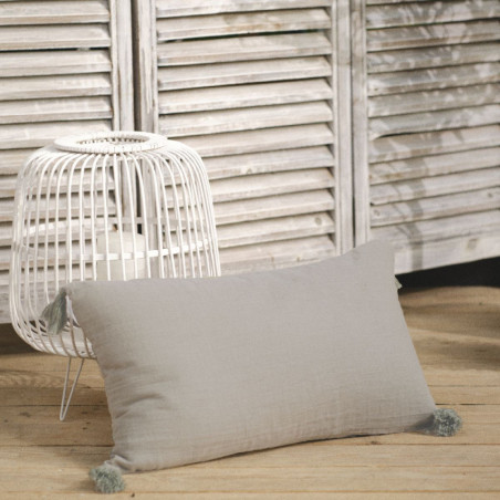 Coussin rectangle de jardin en coton - Gris - l 30 x L 50 cm