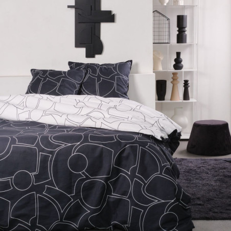 Housse de couette lit double "Sunshine" - Noir et Blanc - l 220 x L 240 cm