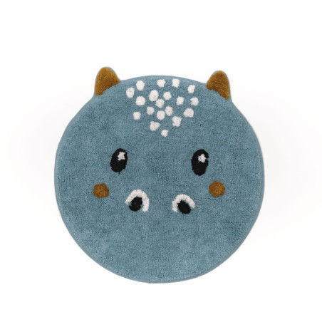 Tapis hippo en coton - Bleu - 50 x 60 cm