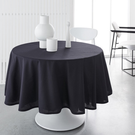 Nappe ronde en coton "Prestige" - Gris fusain - D 180 cm