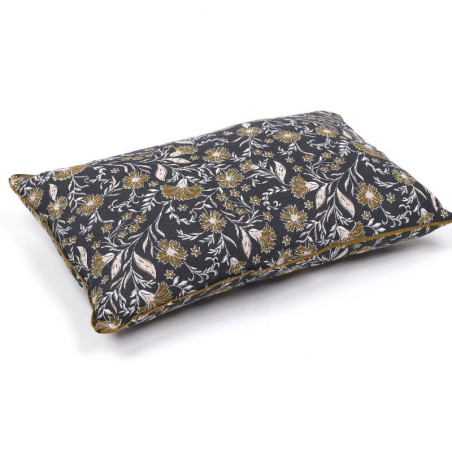 Coussin rectangle en coton "Indies" à motif floral - Gris/Bronze - 40 x 60 cm