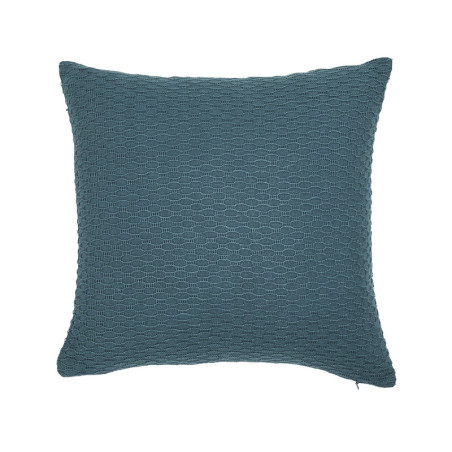 Housse de coussin carré en coton en relief "Essential" - Bleu paon - 40 x 40 cm