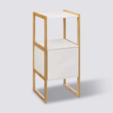 Meuble de rangement bas de salle de bain en bois - H 80 x L 3 x P 33 cm - Epuréo Blanc