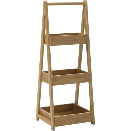 Etagère inclinée à 3 niveaux en bambou - Beige - L 30 x P 25,5 x H 78 cm