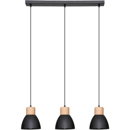 Suspension luminaire avec 3 lampes en métal "Desy" - Noir - D 15 cm