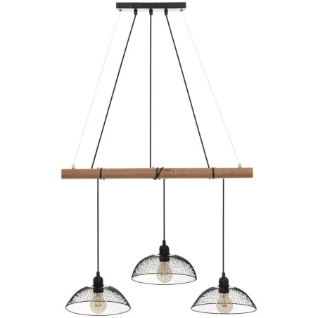 Suspension luminaire avec 3 lampes en métal "Timmy" - noir - L 70 cm