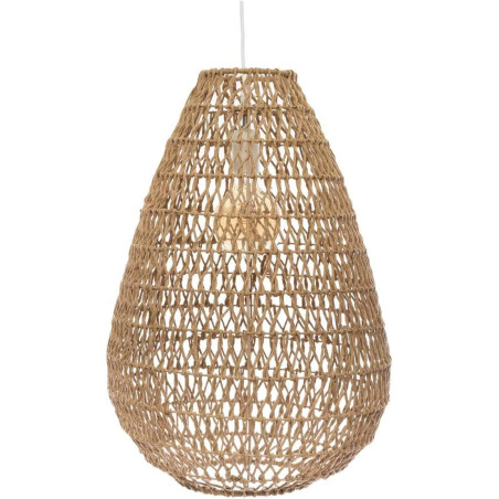 Suspension luminaire en corde et métal "Etel" - Beige - D 37,5 cm