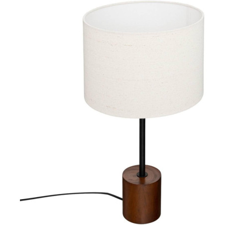 Lampe droite à poser en bois "Aurea" - Blanc et marron - H 47,5 x D 25 cm