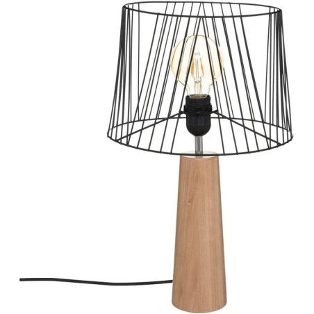 Lampe droite à poser en métal filaire "Joe" - Noir et beige - H 46 x D 28 cm