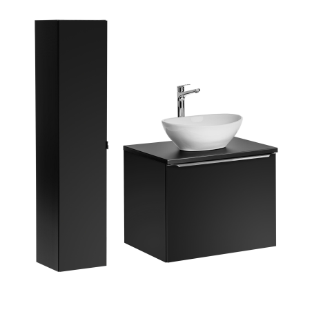 Ensemble meuble vasque à poser + colonne - 60 cm - Rosario Black