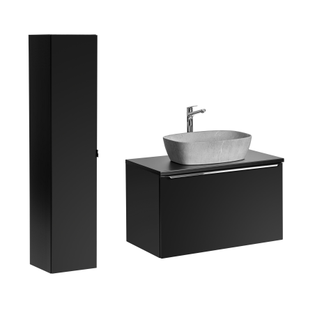 Ensemble meuble vasque à poser + colonne - 80 cm - Rosario Black