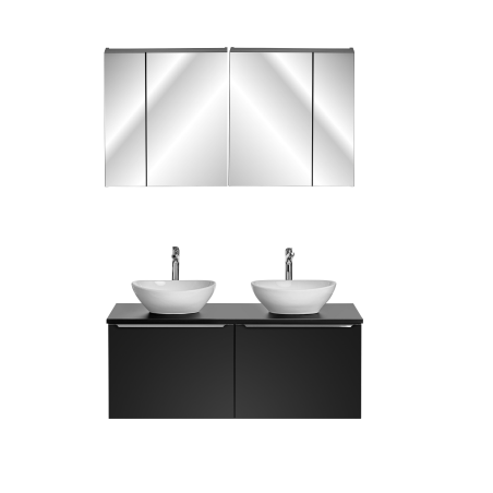 Ensemble meubles double vasques à poser + cabinets miroirs - 120 cm - Rosario Black