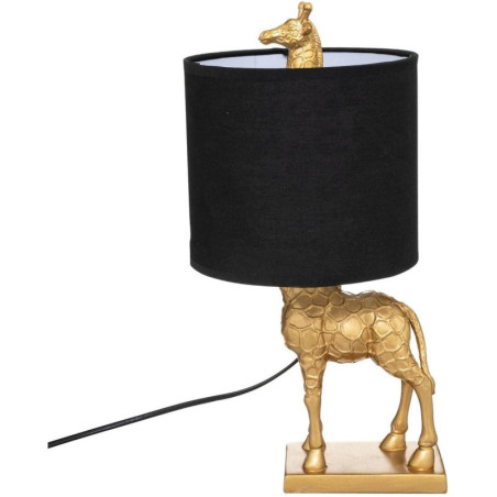 Lampe droite à poser en résine et métal "Girafe" - Noir et doré - H 42 x P 20 x L 22,5 cm