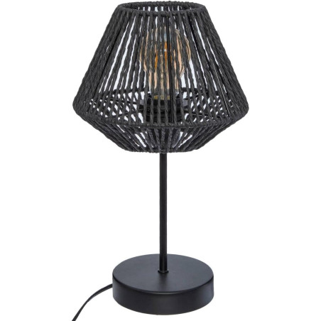 Lampe droite à poser en métal et en corde "Jily" - Noir - H 34 x D 19,5 cm