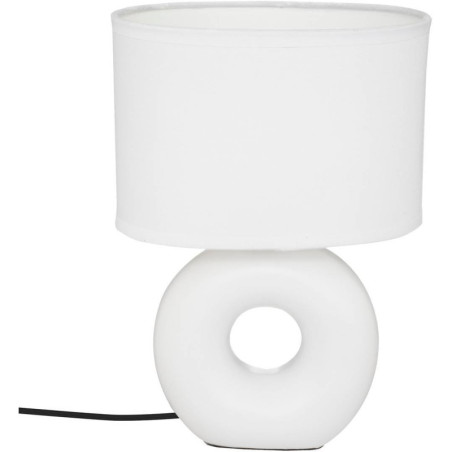 Lampe donut en céramique à poser "Baru" - Blanc mat - H 25 x L 18,2 x P 11,8 cm