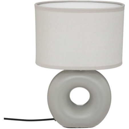 Lampe donut en céramique à poser "Baru" - Gris mat - H 25 x L 18,2 x P 11,8 cm