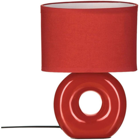 Lampe donut en céramique à poser "Baru" - Rouge - H 25 x L 18,2 x P 11,8 cm