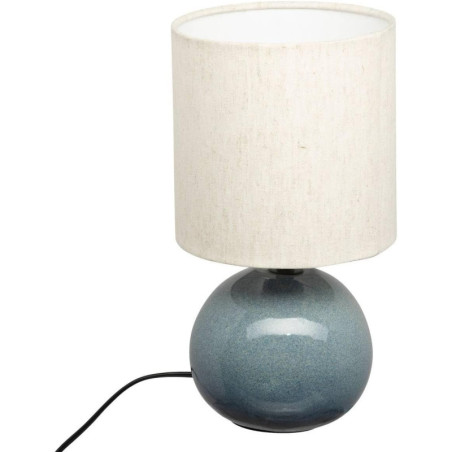 Lampe boule en céramique émaillée à poser "Gaia" - Beige et Gris - H 28 x D 15 cm