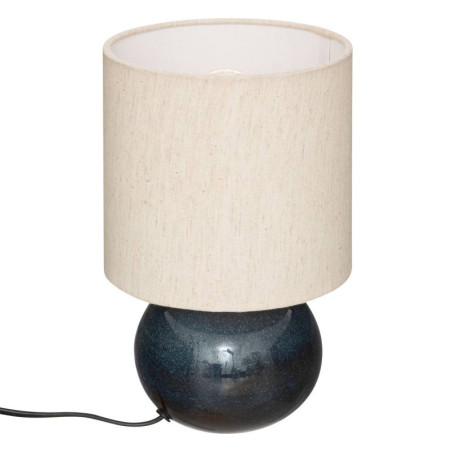 Lampe boule en céramique émaillée à poser "Gaia" - Bleu et Beige - H 28 x D 15 cm