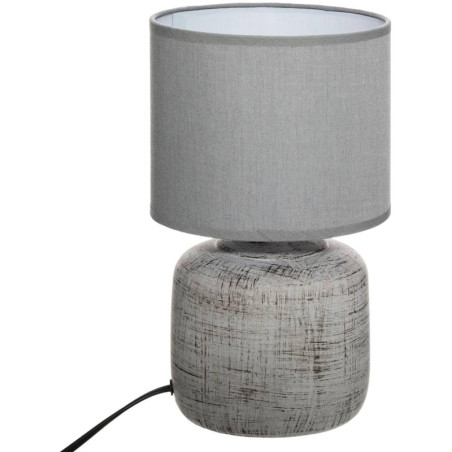 Lampe cylindrique en céramique à poser "Salta" - Gris - H 26,5 x D 15 cm