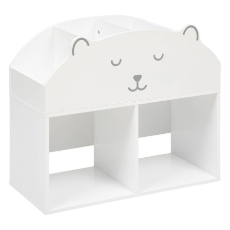 Meuble de rangement ourson en bois - Blanc - L 56 x P 30 x H 64 cm