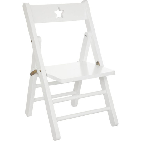Chaise pliante enfant étoile en bois d'Hévéa - Blanc - L 33,5 x P 31 x H 52 cm