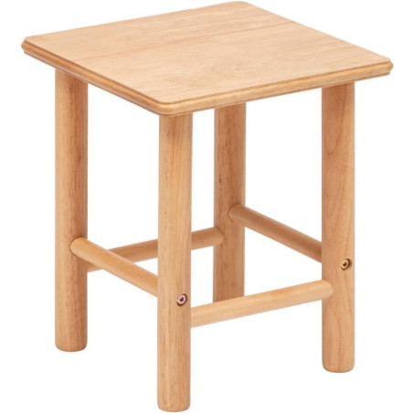 Tabouret enfant en bois naturel hevea - Beige - L 27 x P 27 x H 32 cm