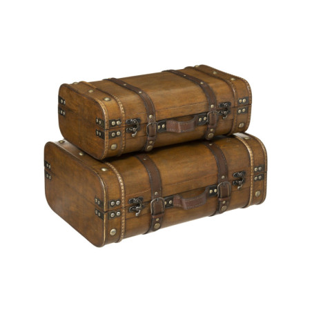 Set de 2 coffres de rangement en bois "Bruce" - Marron - L 45 x l 30 x H 19 cm