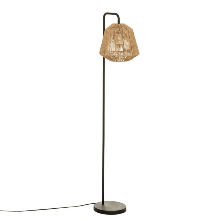 Lampadaire en métal avec abat-jour en cordelette "Jily" - Noir et Beige - H 150 cm