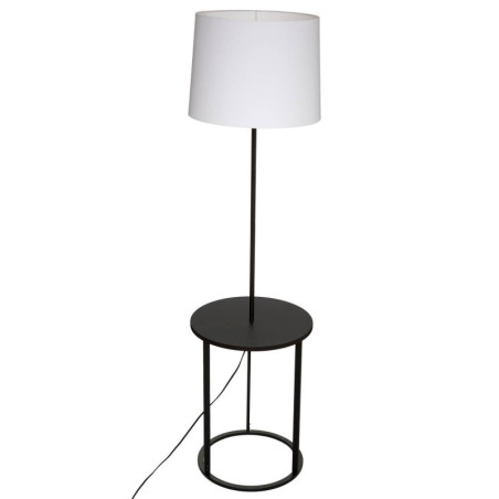 Lampadaire en métal avec plateau "Gil" - Noir et Blanc - H 149 cm