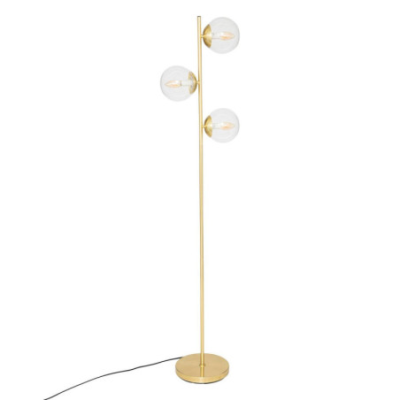 Lampadaire droit en métal avec 3 globes "Le Collectionneur" - Doré - H 162 cm