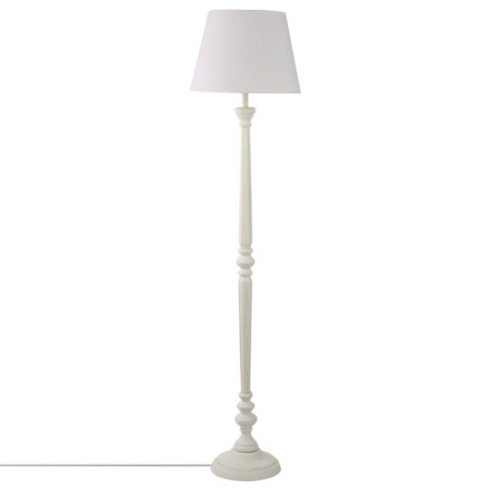 Lampadaire droit en bois de pin "Leo" - Blanc - H 153 cm
