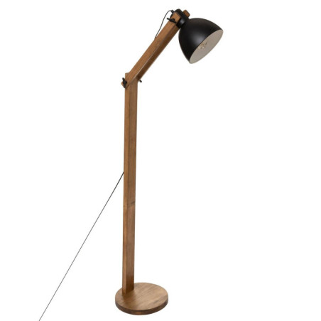 Lampadaire design arc en bois de pin et métal "Cuba" - Marron et Noir - H 158 cm