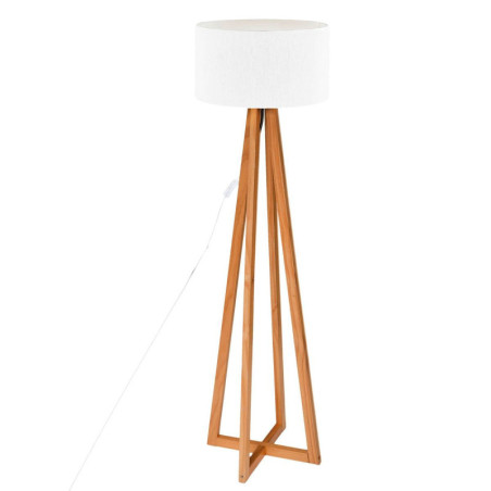 Lampadaire multipieds en bois de pin "Molu" - Blanc et Marron - H 141 cm