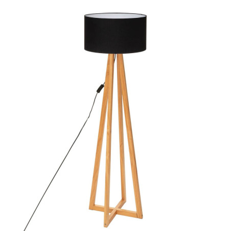 Lampadaire multipieds en bois de pin "Molu" - Noir et Marron - H 141 cm