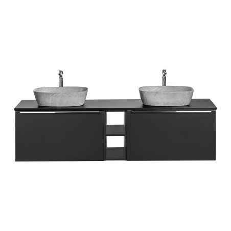 Meubles double vasques à poser + rangement bas - 180 cm - Rosario Black