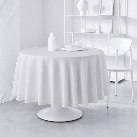 Nappe ronde en tissu "Essential" - Blanc - D 180 cm