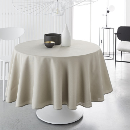 Nappe ronde en tissu "Prestige" - Beige - D 180 cm