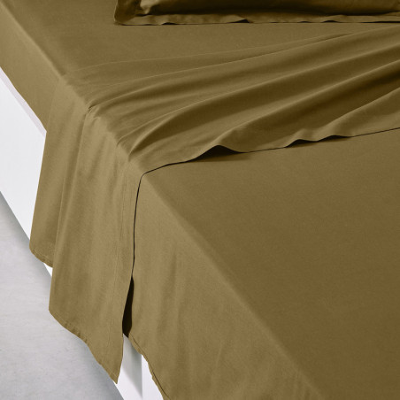 Drap plat lit double "Essential" - Bronze - 240 x 300 cm